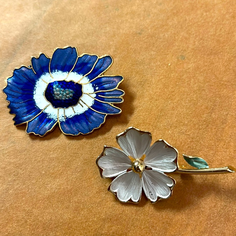 Two enameled pins